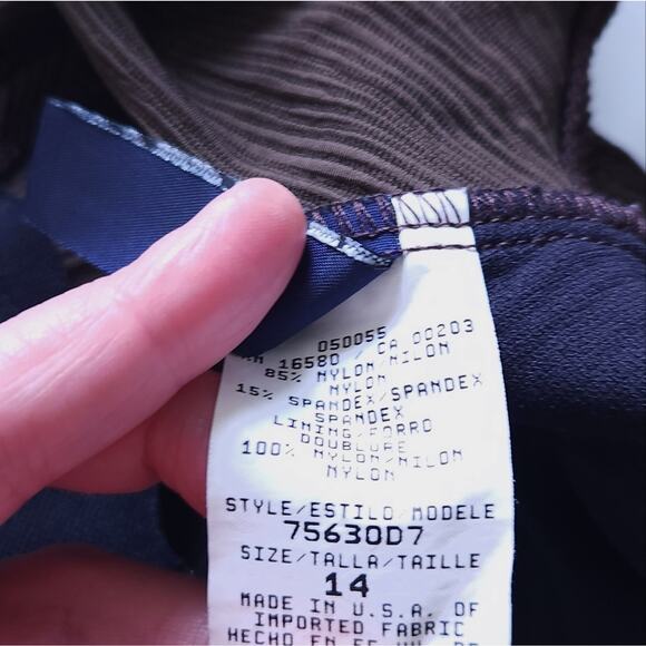 Anne Cole One Piece Swimsuit Size 14 Brown, Mesh Detail Chest Bathing Suit Women - Picture 6 of 6